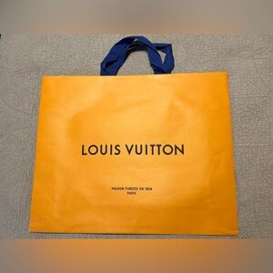 Louis Vuitton Vibrant Orange paper gift bag with Blue Handles